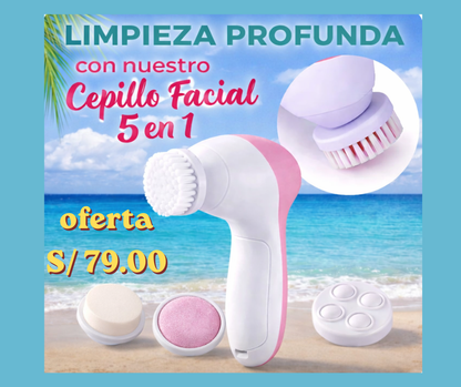 Limpiador Facial Masajeador Exfoliante cremas y serums facial 5 En 1