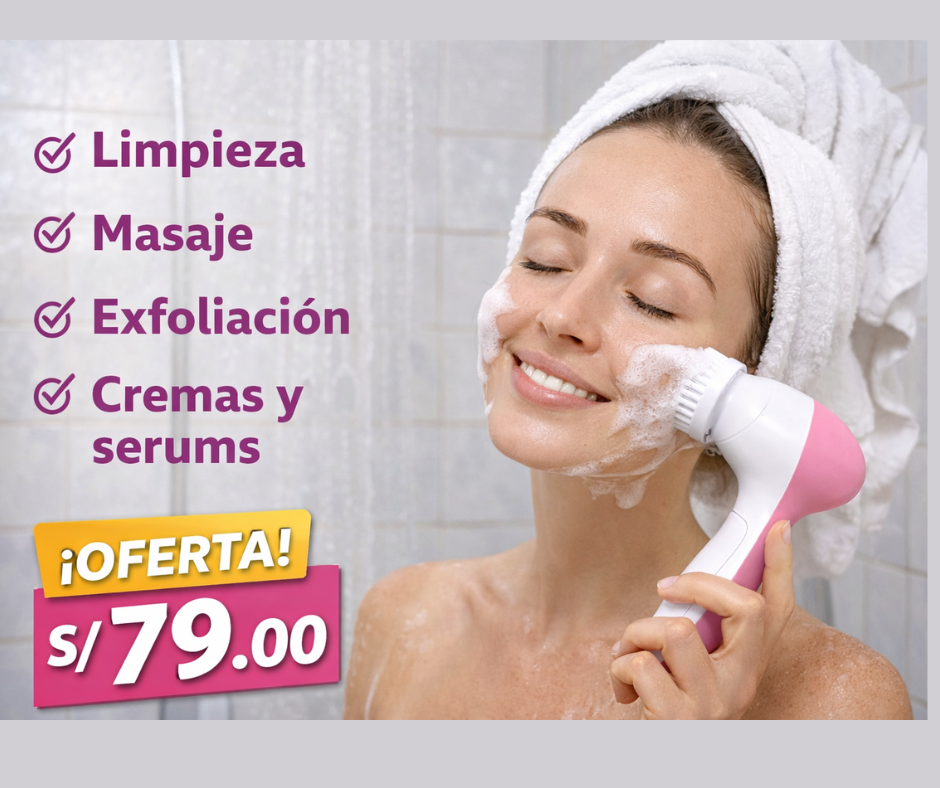 Limpiador Facial Masajeador Exfoliante cremas y serums facial 5 En 1